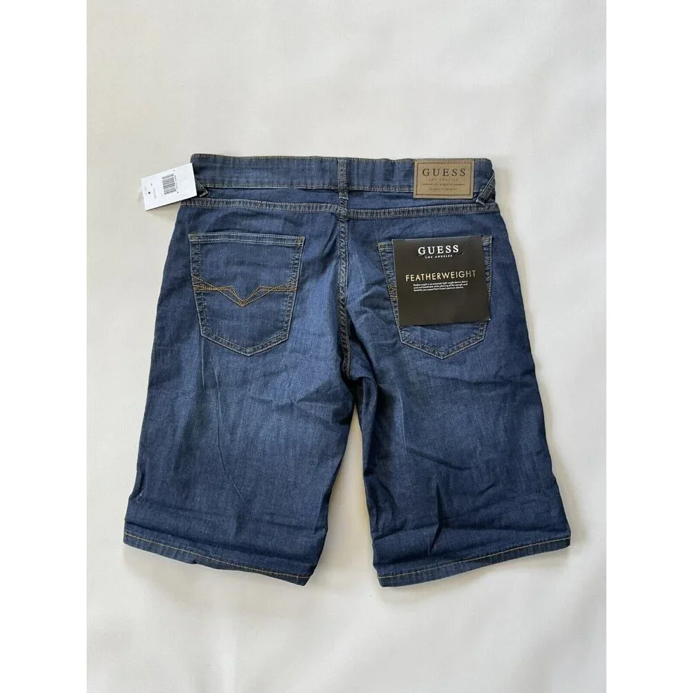 Guess Men's Eco Slim Fit  Short Feather Weight Denim In Blue Size 29